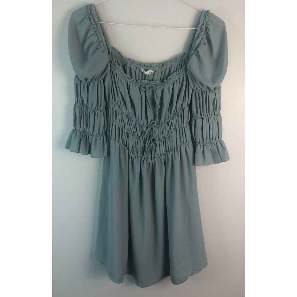 Lani The Label Women’s Size S Tunic Pale Green Puff Sleeve Peasant Boho